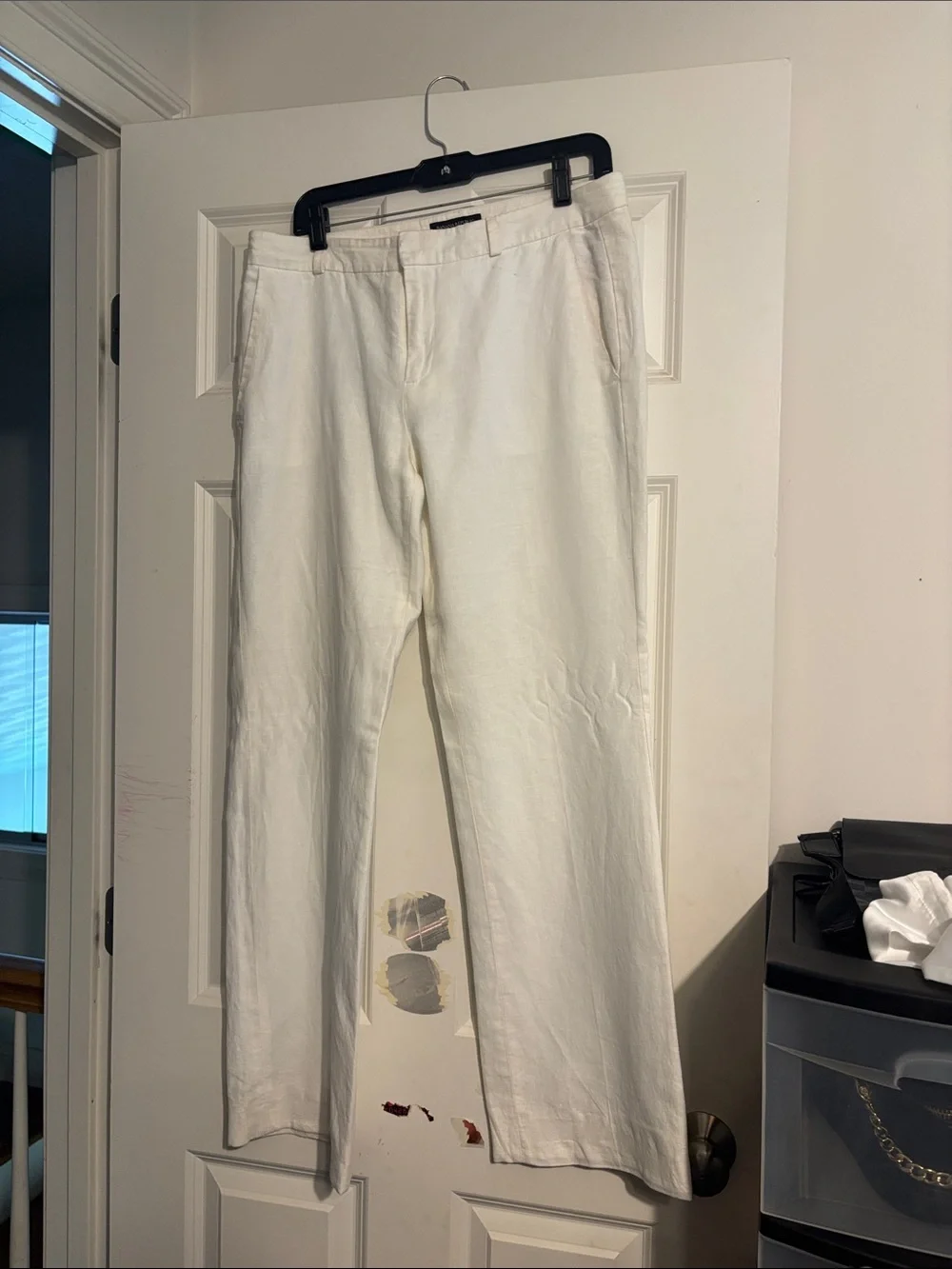 Banana Republic White Martin Fit Linen Trousers with Inner Lining